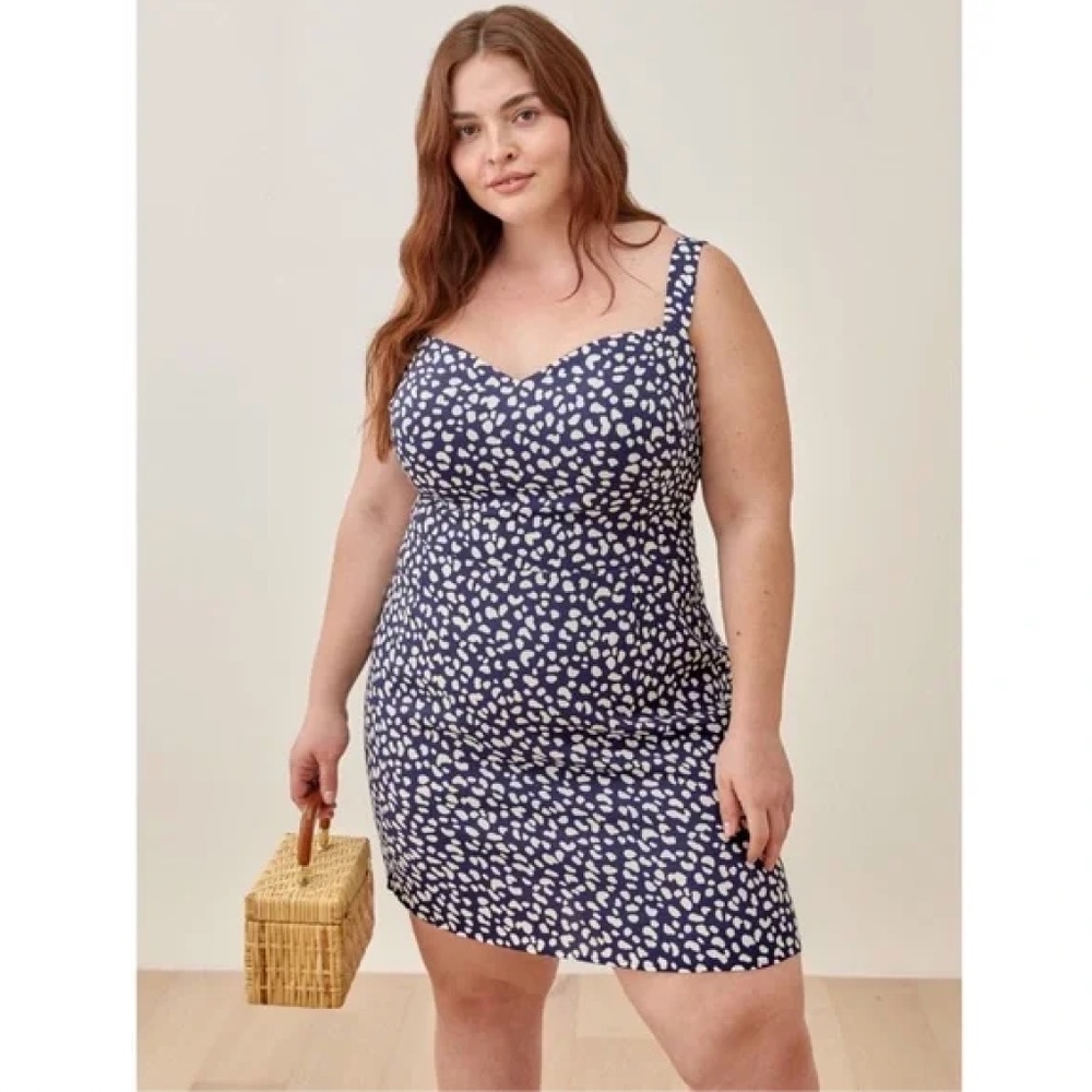 REFORMATION Humphrey Spotted Sweetheart Neckline Mini Dress Size 18 PRICE FIRM